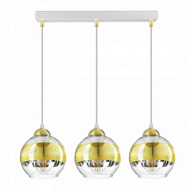 Stropní Svítidlo Bílý zlatý lustr Glass BZ3 Led