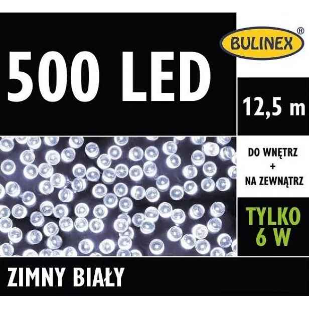 Vánoční osvětlení na stromeček – Bulinex – 500 Led, studená bílá – 12,48 m – venkovní použití