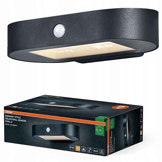 Zahradní lampa Nástěnná Solární Led Senzor Pohybu Soumraku 4W 3000K IP44