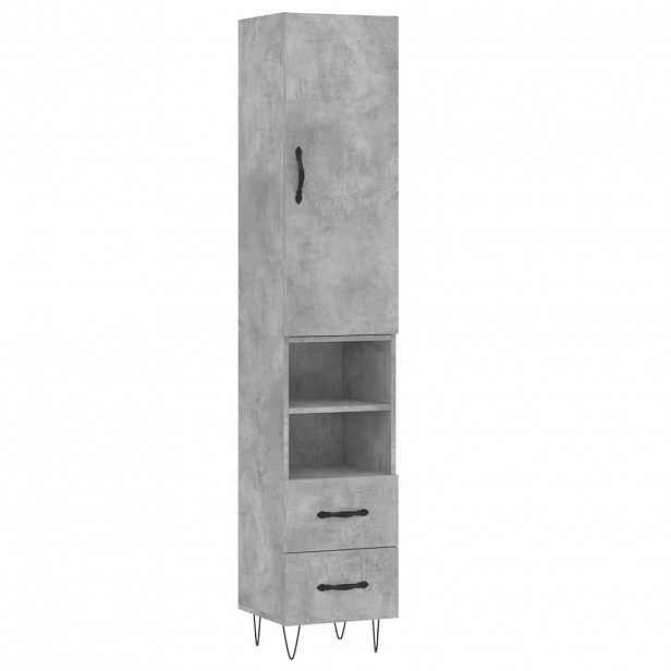 vidaXL Skříň highboard betonově šedá 34,5x34x180 cm kompozitní dřevo