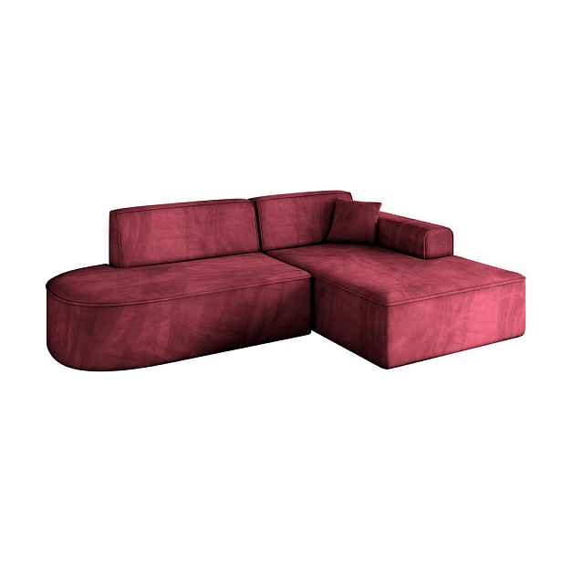 ALTDECOR ROHOVÁ SEDAČKA s otomanem, pravá IREA-L1-v3 232x165x77 Bordó Velur
