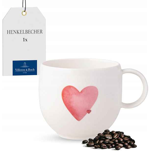 Hrnek S Uchem 290 ML Prémiový Porcelán Bílá Růžová