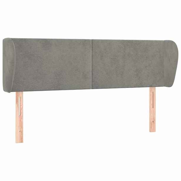 vidaXL Čelo postele typu ušák světle šedé 147x23x78/88 cm samet