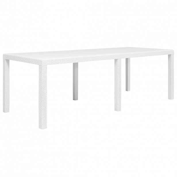 vidaXL Zahradní stůl bílý 220 x 90 x 72 cm plast ratanový vzhled