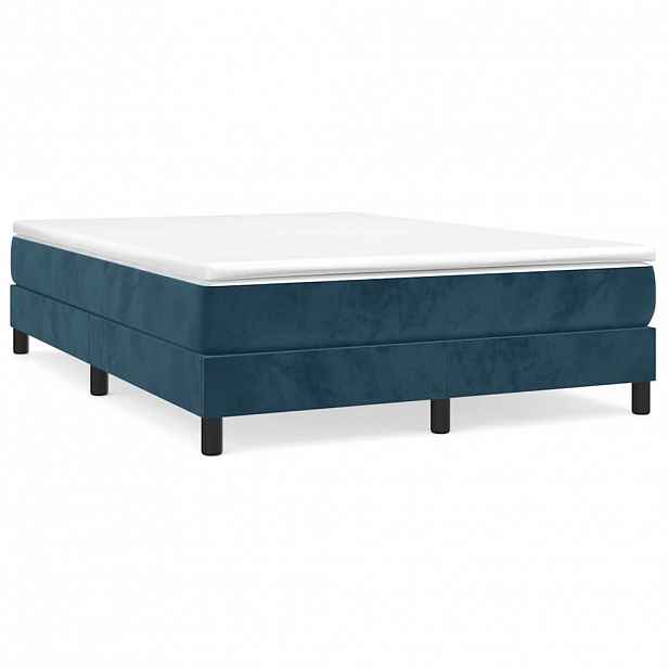 vidaXL Box spring postel s matrací tmavě modrá 140x200 cm samet