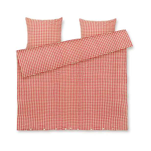 Červené/žluté krepové povlečení na dvoulůžko/prodloužené 200x220 cm Bæk&Bølge – JUNA