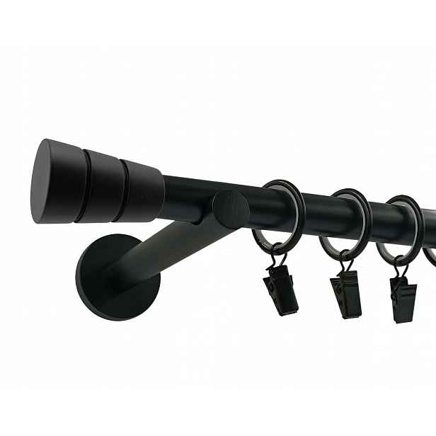Jednoduchá Garnýž Moderní kovový černý mat 19 mm 280 cm válec basic