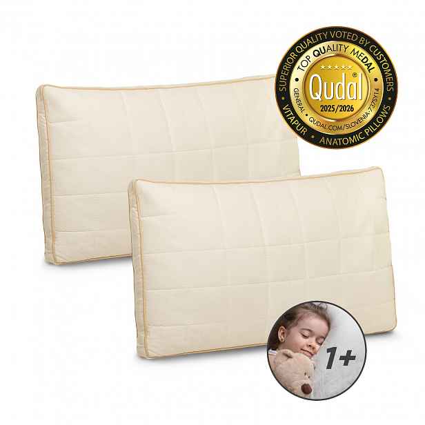 [Sada 2 ks] polštář pro nejmenší Vitapur My First Pillow s bambusovými vlákny – 40 x 60 cm