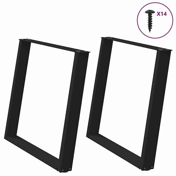 vidaXL Nohy k jídelnímu stolu ve tvaru U, 2 ks, černé, 90 x (72-73) cm, ocel