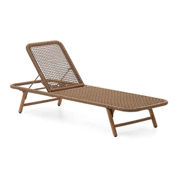 Hnědé dřevěné/kovové zahradní lehátko Dandara – Kave Home