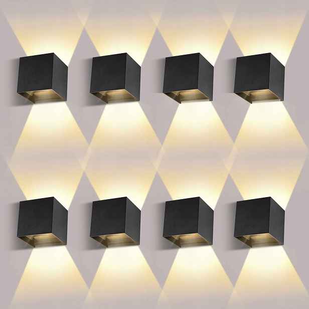 Nástěnné svítidlo Ledmo černé, Led, 8 kusů nástěnných lamp pro vnitřní i venkovní použití