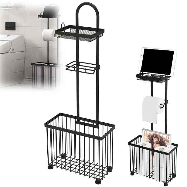 Stojan Na Toaletní Papír 79 cm Černý Kovový Držák Moderní Náhradní