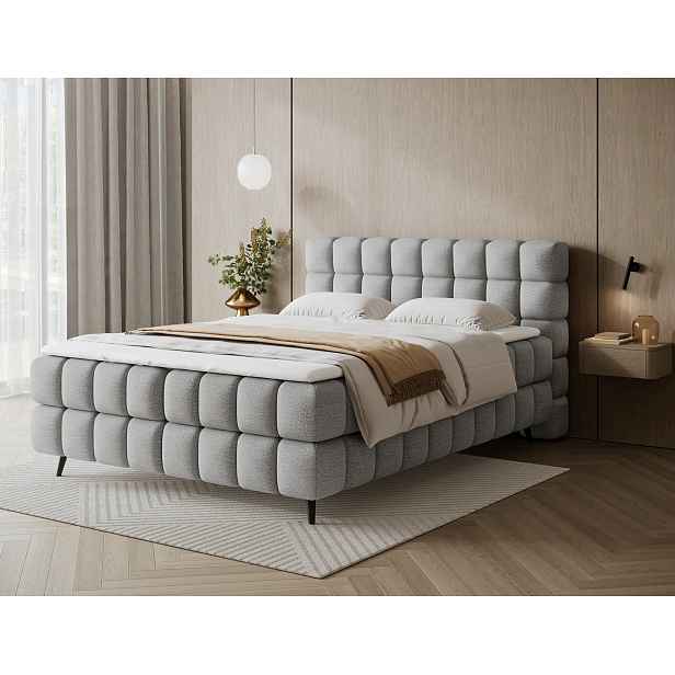 Manželská postel 180x200 SARVIRO - světle šedá