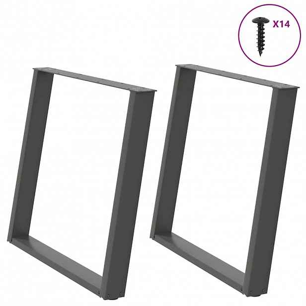 vidaXL Nohy k jídelnímu stolu ve tvaru U, 2 ks, antracitové, 90 x (72-73) cm, ocel