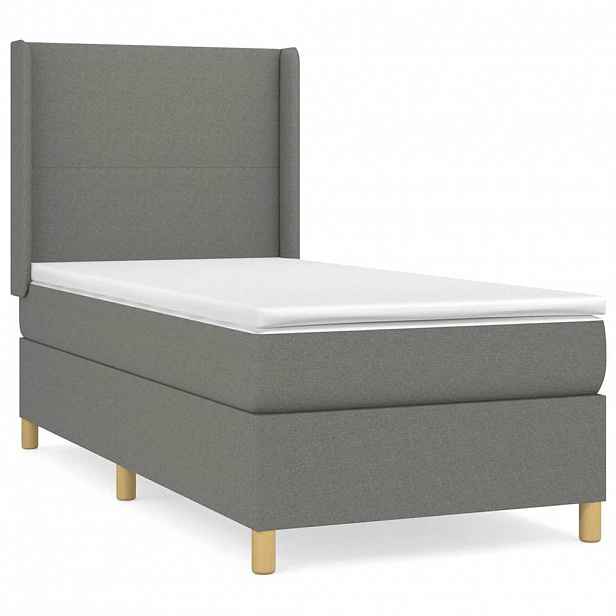 vidaXL Box spring postel s matrací tmavě šedá 90x190 cm textil