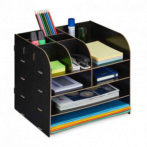 Relaxdays ORGANIZÉR Černý MDF 10 přihrádek 27,5 cm