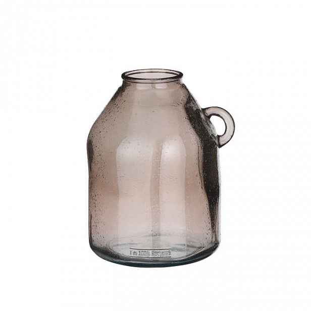 Váza/džbán skleněná SISSY s uchem taupe 25,5cm