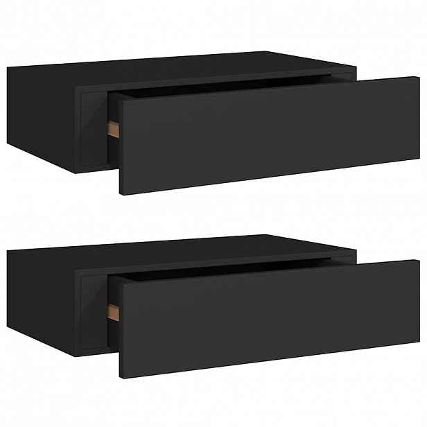 vidaXL Nástěnné police se zásuvkou 2 ks černé 40 x 23,5 x 10 cm MDF