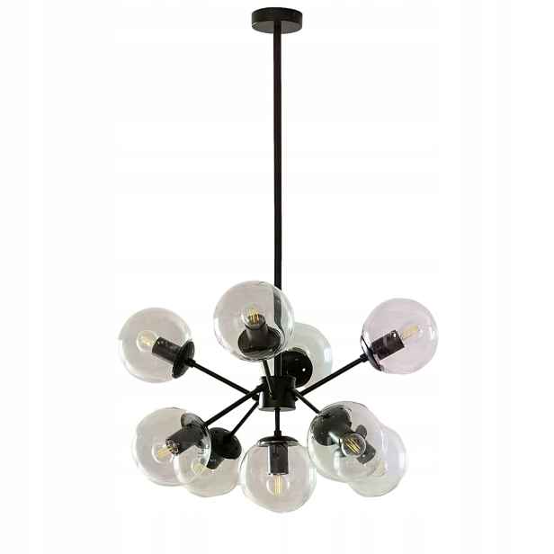 Závěsná lampa černé skleněné koule 9 bodů do ložnice moderní Abruzzo