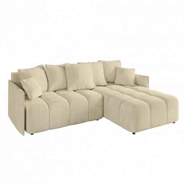 ALTDECOR ROHOVÁ SEDACÍ SOUPRAVA s otomanem vpravo LONLI-L 251x189x68 šedohnědý velur