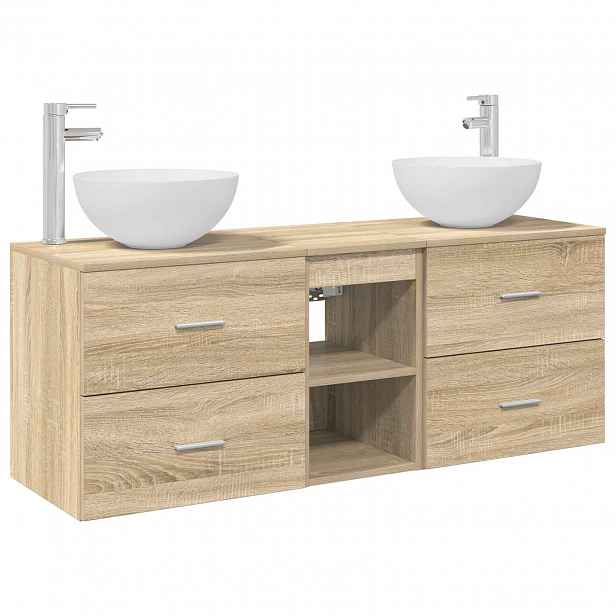 vidaXL Sada koupelnových skříněk 3 ks Dub sonoma 129 x 35 x 80 cm
