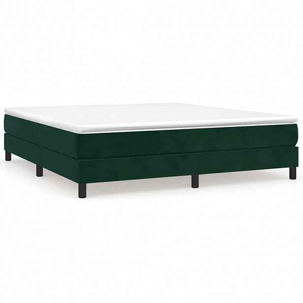 vidaXL Box spring postel s matrací tmavě zelená 160x200 cm samet