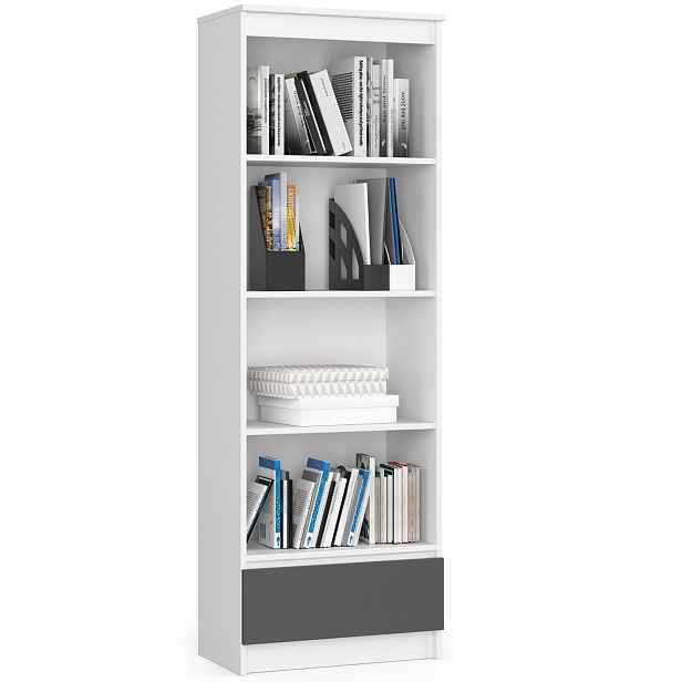 Ak furniture Knihovna R 60 cm bílá/grafitová