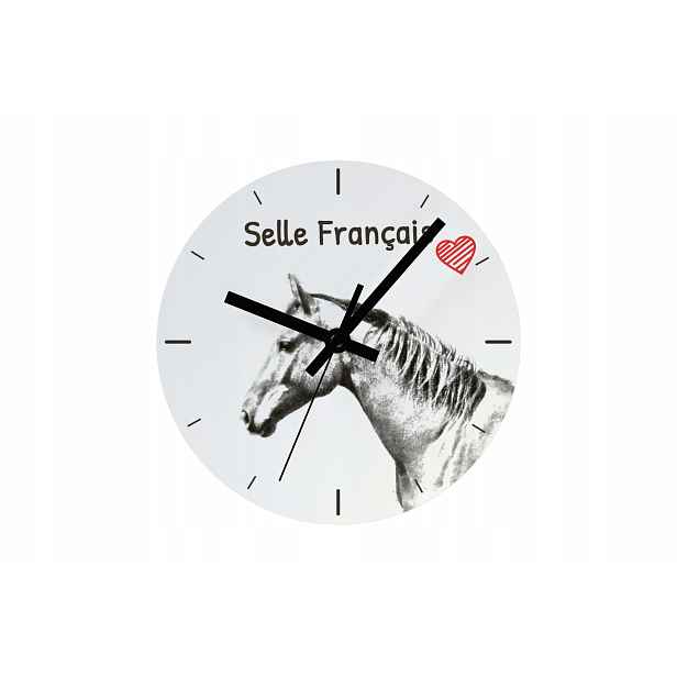 Kůň Selle Francais hodiny s koněm závěsné a stojící personalizace fotografií