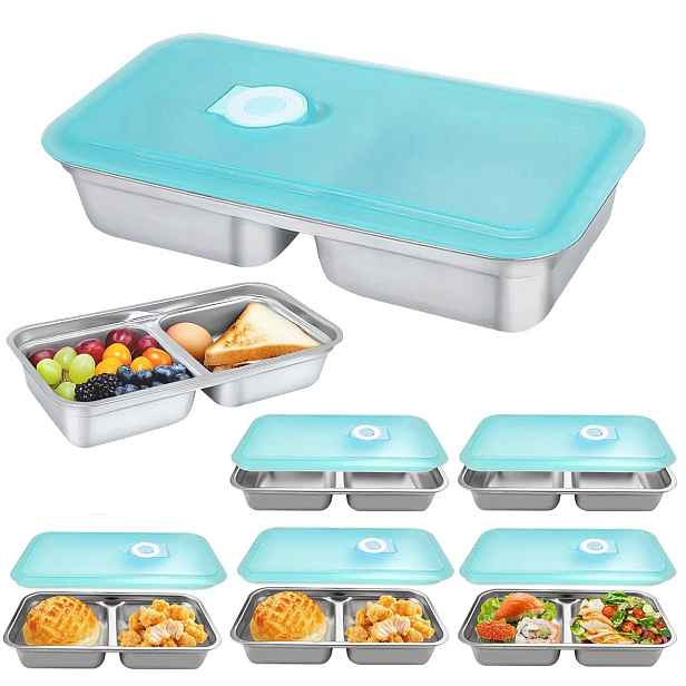 Ocelový Lunchbox 2 přihrádky Ocean Blue 30 oz pro práci a občerstvení