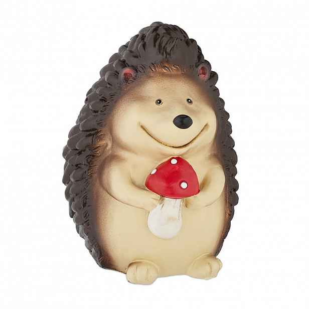 Relaxdays FIGURKA Hnědá ježek s muchomůrkou polyresin 15 cm