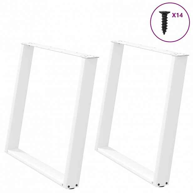 vidaXL Nohy k jídelnímu stolu ve tvaru U, 2 ks, bílé, 100 x (72-73) cm, ocel