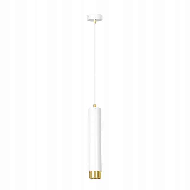 Závěsná bodová lampa bílá zlatá tuba 34 cm nad stůl ostrov bar Emibig