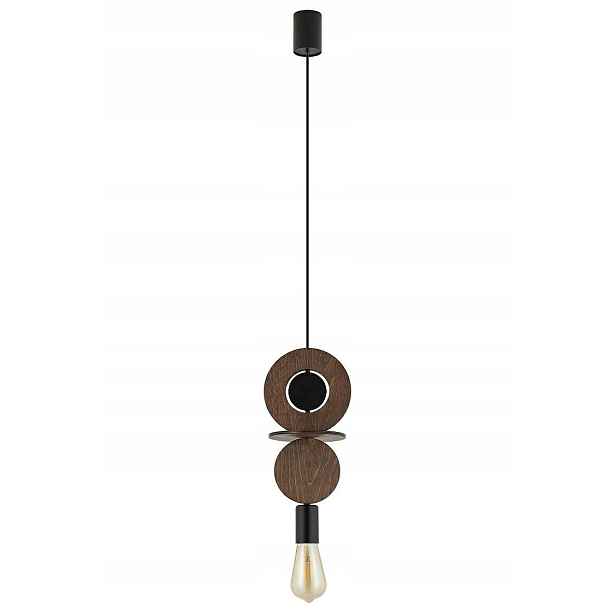 Závěsná lampa Drops Wood C Černá Hnědá 1xE27 Stropní Svítidlo Pokoj Dům