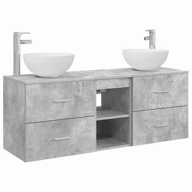 vidaXL Sada koupelnových skříněk 3 ks Betonově šedá 129 x 35 x 80 cm