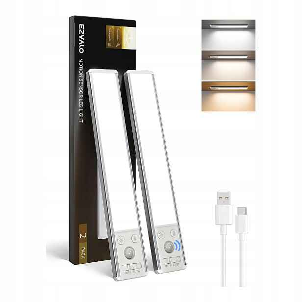 Led podskříňkové skříňové osvětlení s pohybovým senzorem 2 ks 25 cm Usb-c