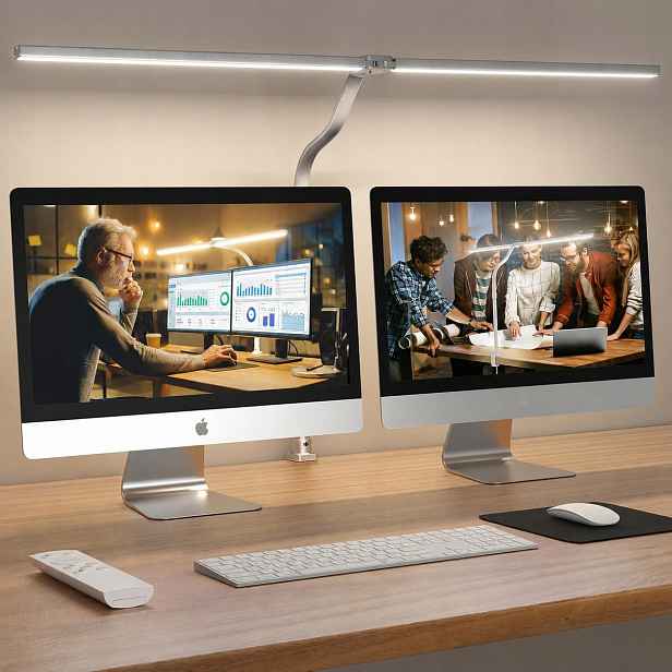 Led stmívatelná stolní lampa na monitor s dálkovým ovládáním, stříbrná