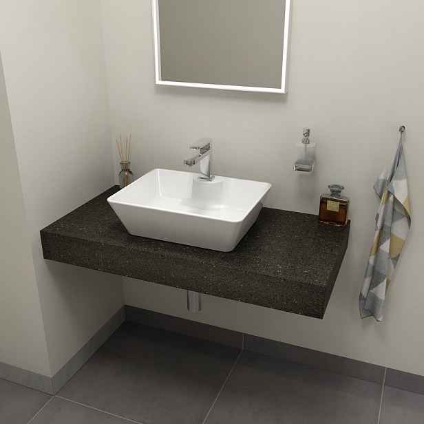 Sapho TAILOR rockstone deska 70x50 cm, provedení límce R