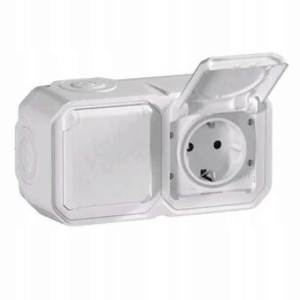 Nové Plexo Schuko 2x2P+Z horizontální nástěnné svítidlo Bílé Legrand 069772L