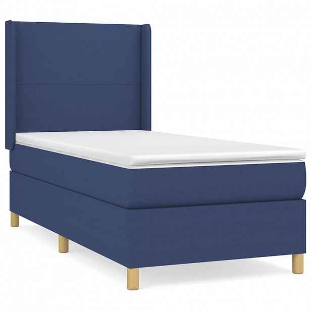 vidaXL Box spring postel s matrací modrá 90x190 cm textil