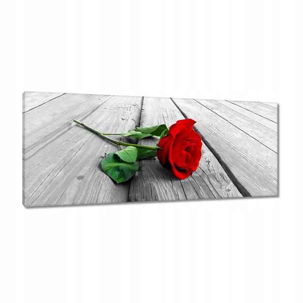 Obrazy 100x40 Červená růže na deskách