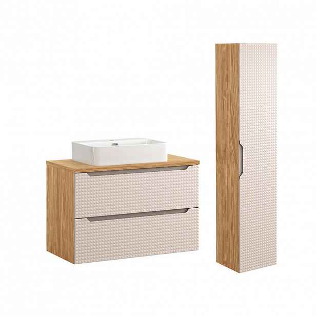 Petits-meubles KOUPELNOVÝ NÁBYTEK 90cm Mallory 2er-Set Béžová a dřevo