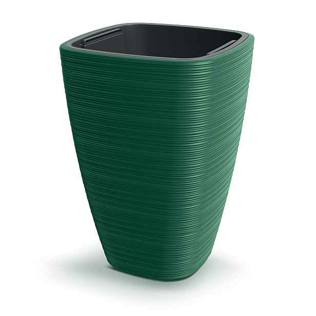 Prosperplast Plastový květináč Venas Square tmavě zelený, varianta 38,8 cm