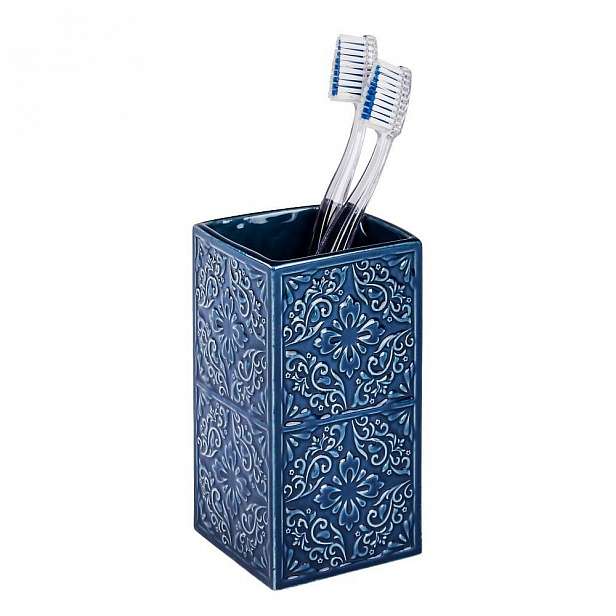 Tmavě modrý kelímek na zubní kartáčky Wenko Cordoba