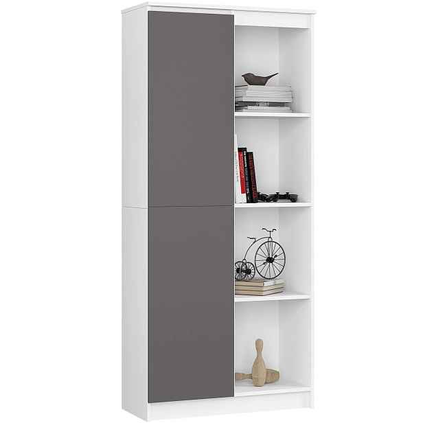 Ak furniture Knihovna R 80 cm CLP bílá/grafitová