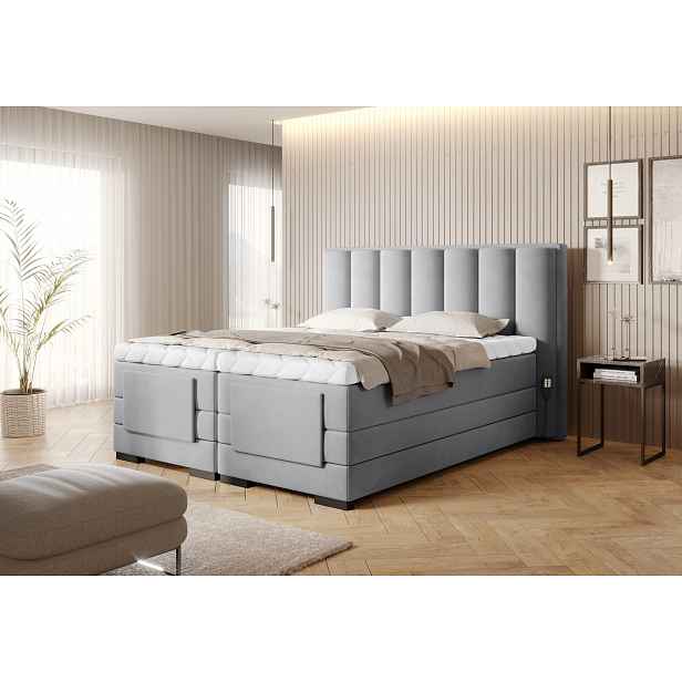 Boxspringová polohovací postel 140x200 VERION - šedá