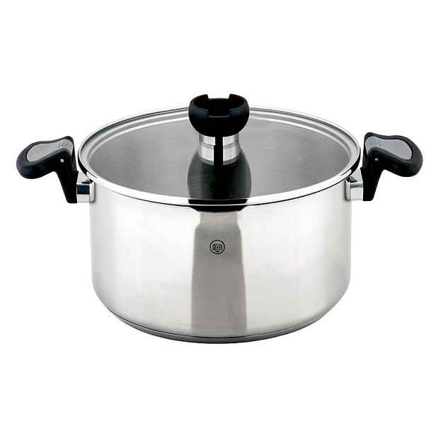 CS SOLINGEN Hrnec s cedící poklicí nerez Aron 24 cm CS-060589