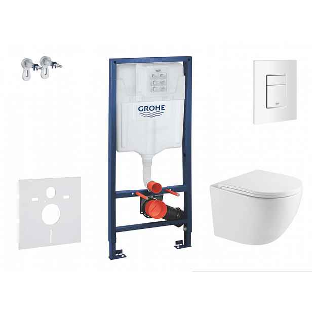 Grohe Rapid SL - Set předstěnové instalace, klozetu Oudee a sedátka softclose, tlačítko Skate Cosmopolitan, alpská bílá SANI11BA3111