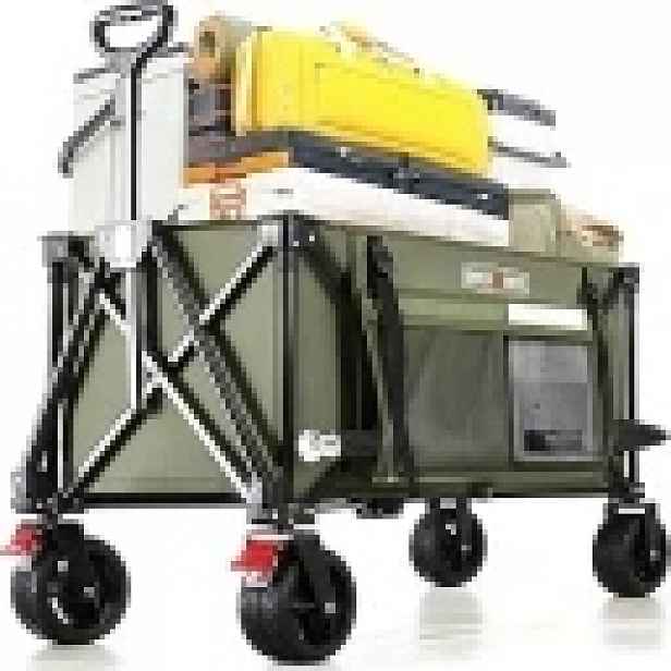 Kempingový vozík Overmont skládací 120 kg zelený plážový