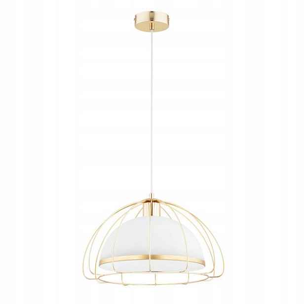 Závěsná lampa glamour zlatá bílá kulatá 40 cm do obývacího pokoje a ložnice Alfa