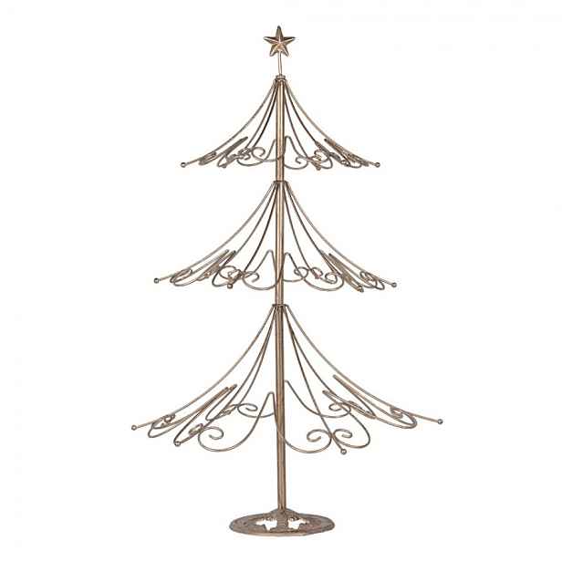 Zlatá antik kovová dekorace stromek Christmas Tree - Ø 46*75 cm Clayre & Eef